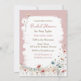 Invitación Elegante acuarela Flores salvajes Ducha nupcial