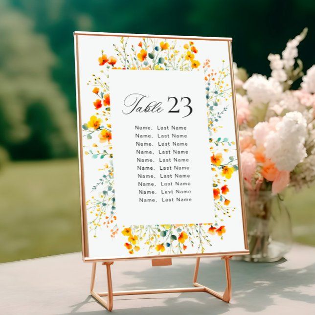 Invitación Elegante acuarela Flores salvajes Número de tarjet (Subido por el creador)