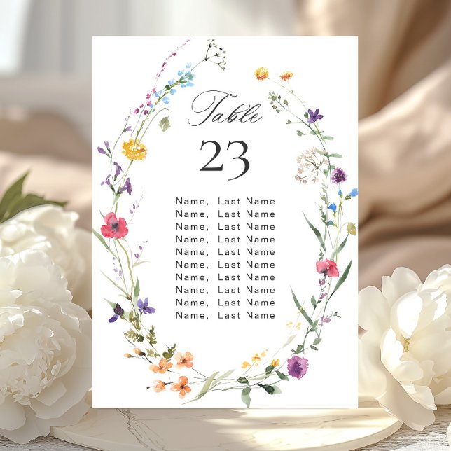 Invitación Elegante acuarela Flores salvajes Número de tarjet (Subido por el creador)