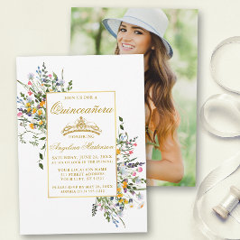 Invitación Elegante acuarela Flores silvestres foto Quinceane