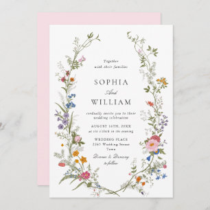 Invitación Elegante acuarela Flores silvestres simple Boda ro