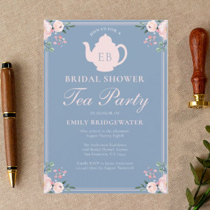 Invitación Elegante acuarela Flores Tea Fiesta Bridal Ducha