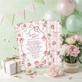 Invitación Elegante acuarela Fresa chica Baby Shower In