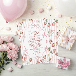 Invitación Elegante acuarela Fresa chica Baby Shower In