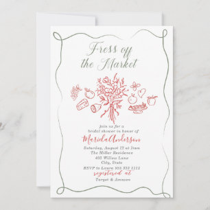 Invitación Elegante acuarela fresca del mercado Bridal Sh