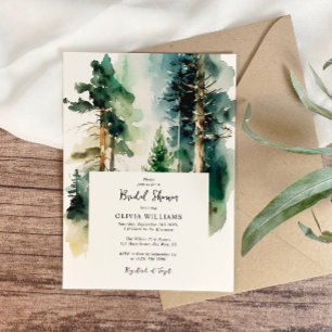 Invitación Elegante acuarela Green Forest Bridal Shower