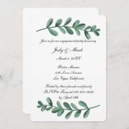 Invitación Elegante acuarela Green Leaves Engagement Party