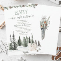 Elegante acuarela hace frío fuera de Baby Shower