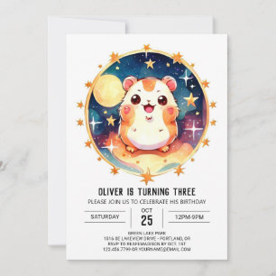 Invitación Elegante acuarela Hamster Birthday
