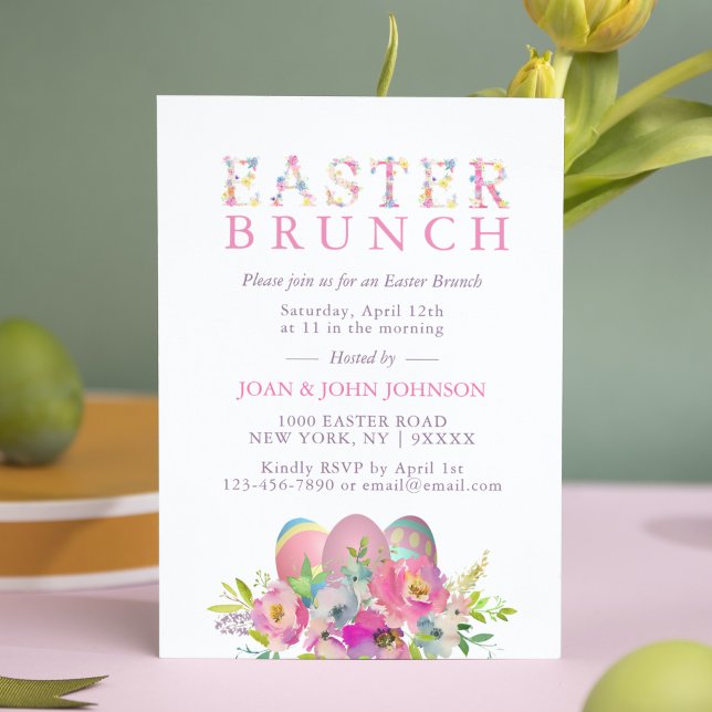 Invitación Elegante acuarela Huevos Floral Semana Santa BRUNC (Subido por el creador)