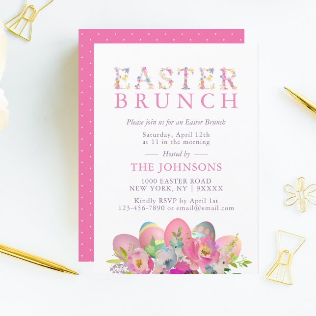 Invitación Elegante acuarela Huevos Floral Semana Santa BRUNC (Subido por el creador)