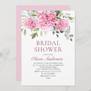 Invitación Elegante acuarela Hydrangea rosa BRIDAL DUCHA