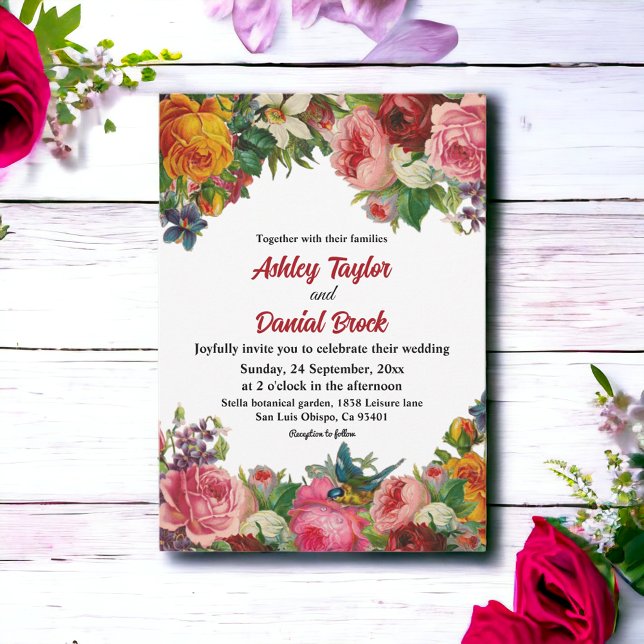 Invitación Elegante acuarela Jardín Botánico Boda Floral (Subido por el creador)