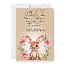 Elegante acuarela Kangaroo Baby Shower