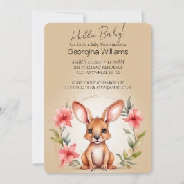 Invitación Elegante acuarela Kangaroo Baby Shower