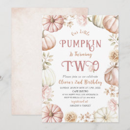 Invitación Elegante acuarela La calabaza de dos cumpleaños es