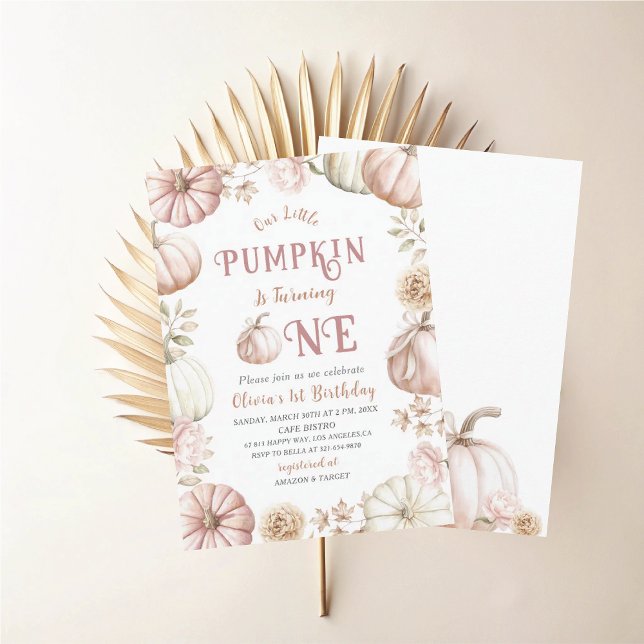 Invitación Elegante acuarela La calabaza de primer cumpleaños (Subido por el creador)