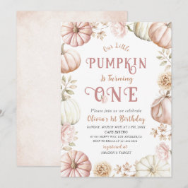 Invitación Elegante acuarela La calabaza de primer cumpleaños