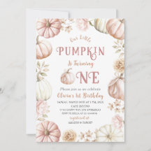 Elegante acuarela La calabaza de primer cumpleaños