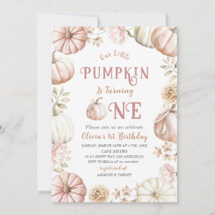 Invitación Elegante acuarela La calabaza de primer cumpleaños