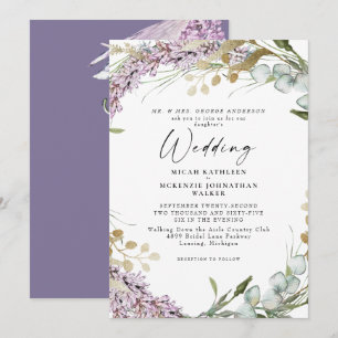 Invitación Elegante acuarela Lavanda Boda Floral II