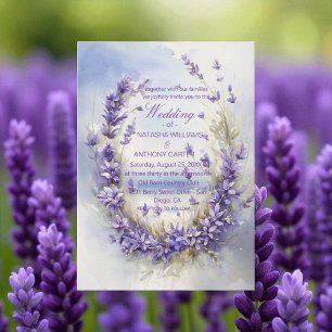 Invitación Elegante acuarela Lavanda Boda Rústico