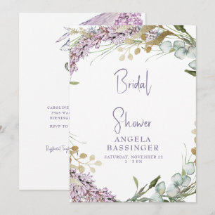 Invitación Elegante acuarela Lavanda Floral Bridal Ducha