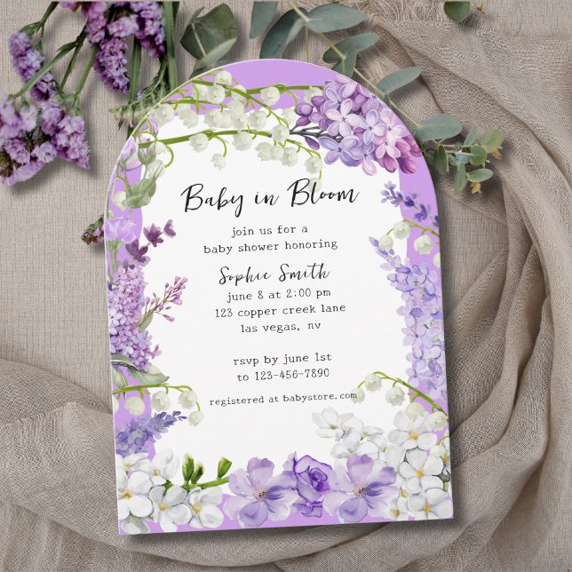 Invitación Elegante acuarela Lilac Florals Baby Shower (Subido por el creador)