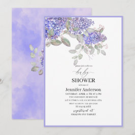 Invitación Elegante acuarela Lilac Flowers Baby Shower