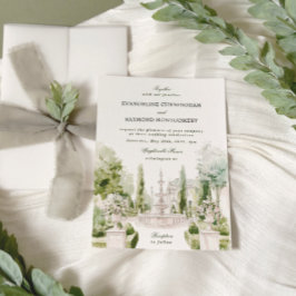 Invitación Elegante acuarela Manor Garden Wedding
