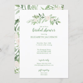 Invitación Elegante acuarela marfil Rosa floral ducha de novi