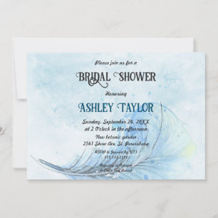 Invitación Elegante acuarela Marina Azul ducha de novia moder