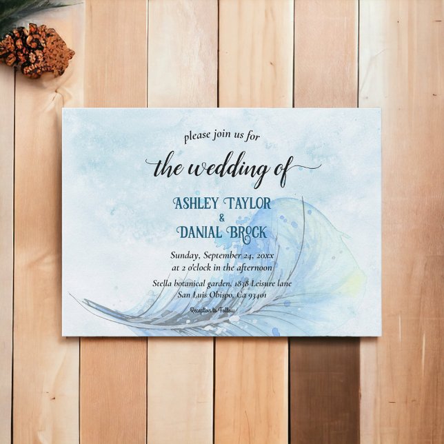 Invitación Elegante acuarela Marina Azul Rústico Boda moderno (Subido por el creador)