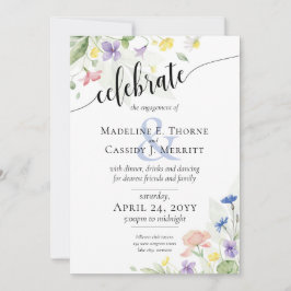 Invitación Elegante acuarela Matrimonio de Flor silvestre