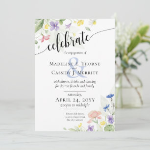 Invitación Elegante acuarela Matrimonio de Flor silvestre