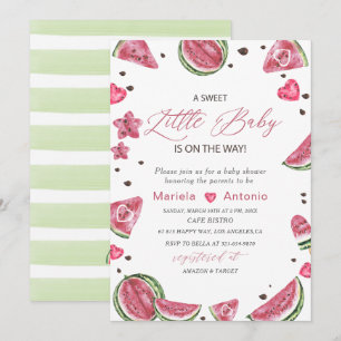 Invitación Elegante acuarela Melon Baby Shower