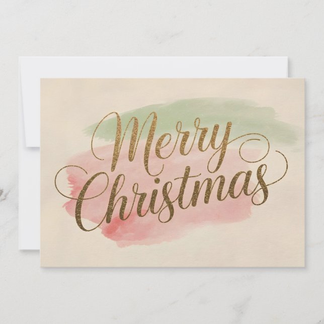 Invitación Elegante acuarela Merry Christmas Card (Anverso)