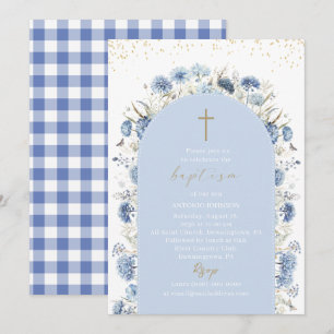 Invitación Elegante acuarela moderna Flores Bautismo
