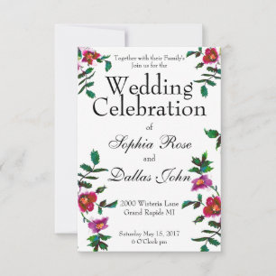 Invitación Elegante acuarela moderna flores silvestres de col