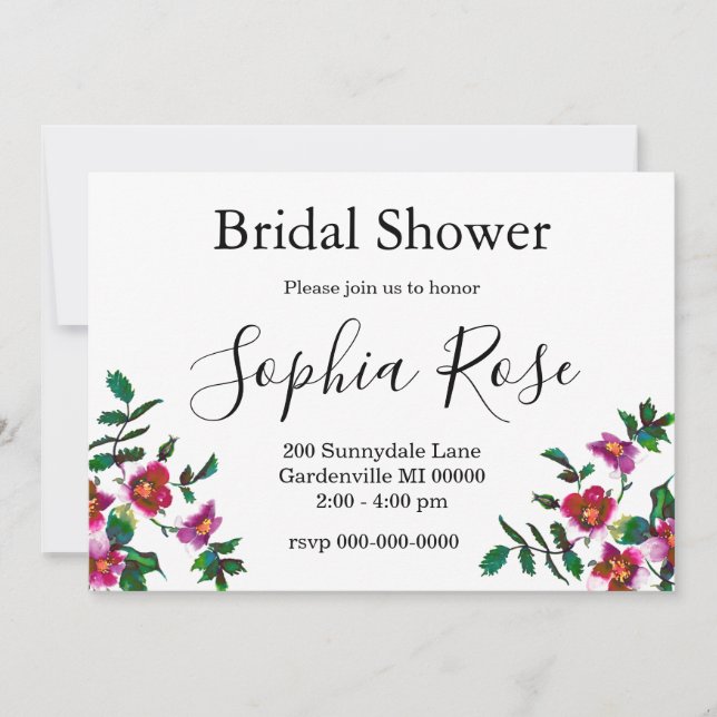 Invitación Elegante acuarela moderna flores silvestres de col (Anverso)