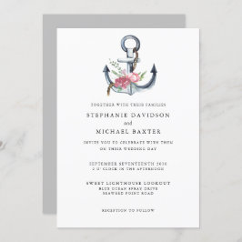 Invitación Elegante acuarela Nautical Anchor Greeneration