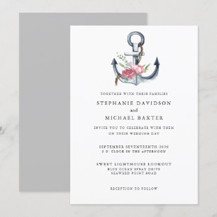 Invitación Elegante acuarela Nautical Anchor Greeneration