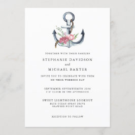 Invitación Elegante acuarela Nautical Anchor Greeneration