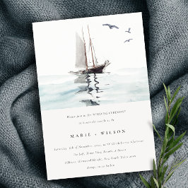Invitación Elegante acuarela Nautical Yacht Boda