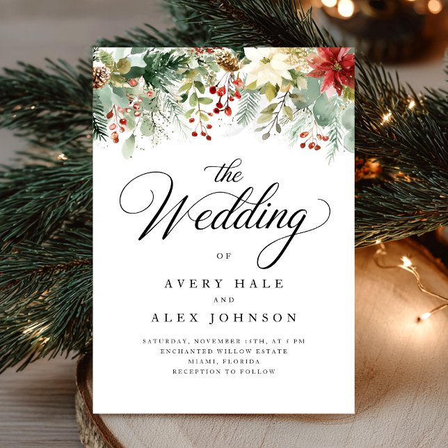 Invitación Elegante acuarela Navidades Boda de Invierno (Subido por el creador)