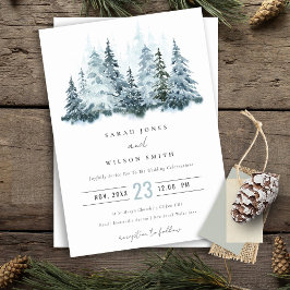 Invitación Elegante acuarela Nieve Boda de pino de invierno