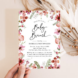 Invitación Elegante acuarela Niña Rosa Ducha Brunch