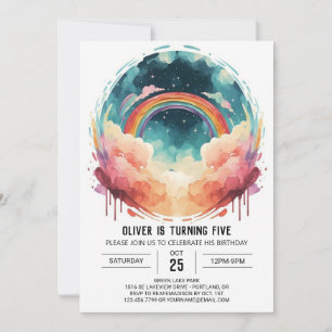 Invitación Elegante acuarela Nubes cumpleaños