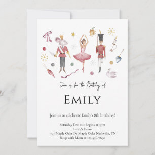 Invitación Elegante acuarela Nutcracker Navidades Cumpleaños