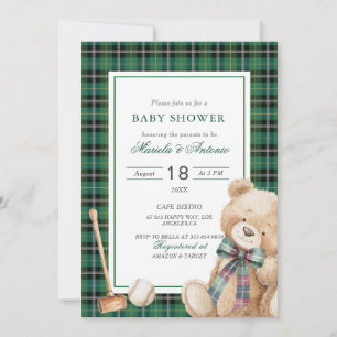 Invitación Elegante acuarela Oso de peluche Vintage